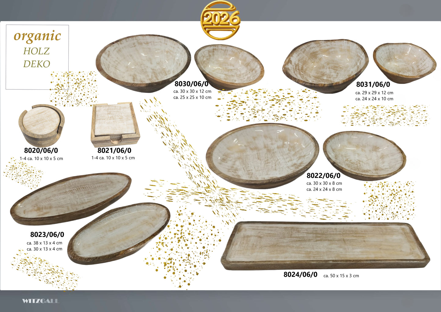 8000-06-0 je 1 Artikel für´s Fenster aus Mangoholz weiss/gold