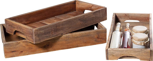 8002-20-0 Holz Tablett Satz 1-3 NATUR RECHTECKIG