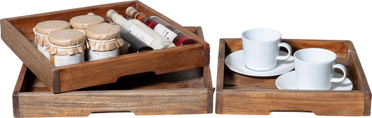 8003-20-0 Holz Tablett Satz 1-3 NATUR VIERECKIG