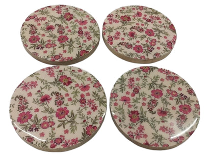 8020-07-0 VIER UNTERSETZER FÜR GLÄSER RUND MIT MOTIV BLUME