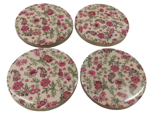 8020-07-0 VIER UNTERSETZER FÜR GLÄSER RUND MIT MOTIV BLUME