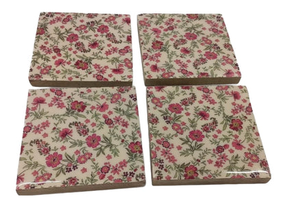 8021-07-0 VIER UNTERSETZER FÜR GLÄSER viereckig MIT MOTIV BLUME