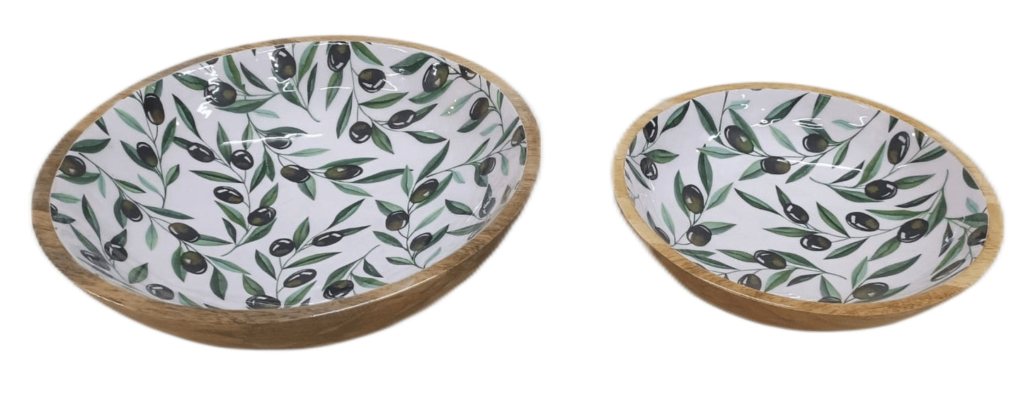 8022-02-0 HOLZSCHALEN RUND MIT MOTIV OLIVE 1-2