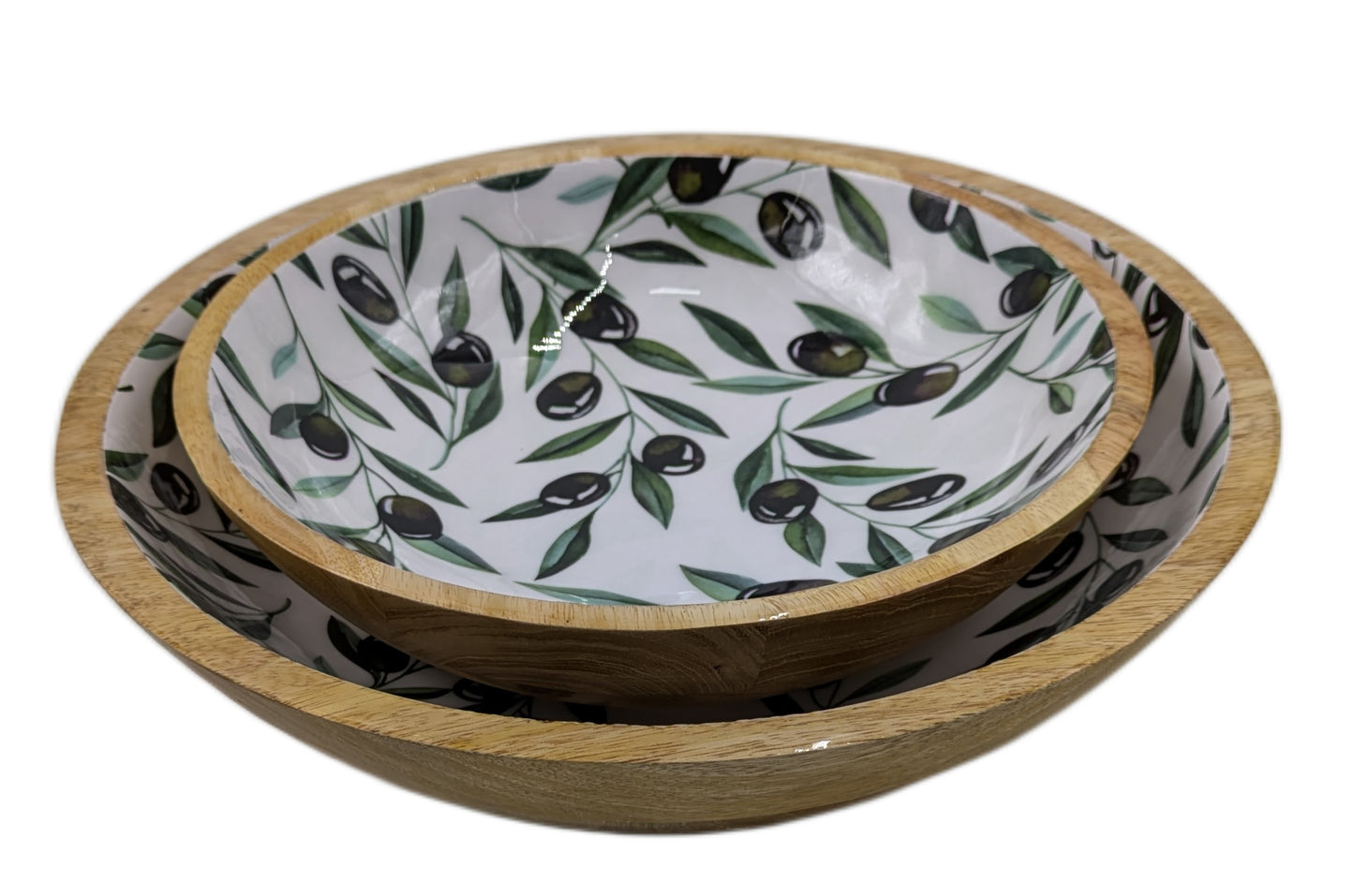 8022-02-0 HOLZSCHALEN RUND MIT MOTIV OLIVE 1-2