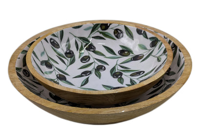 8022-02-0 HOLZSCHALEN RUND MIT MOTIV OLIVE 1-2