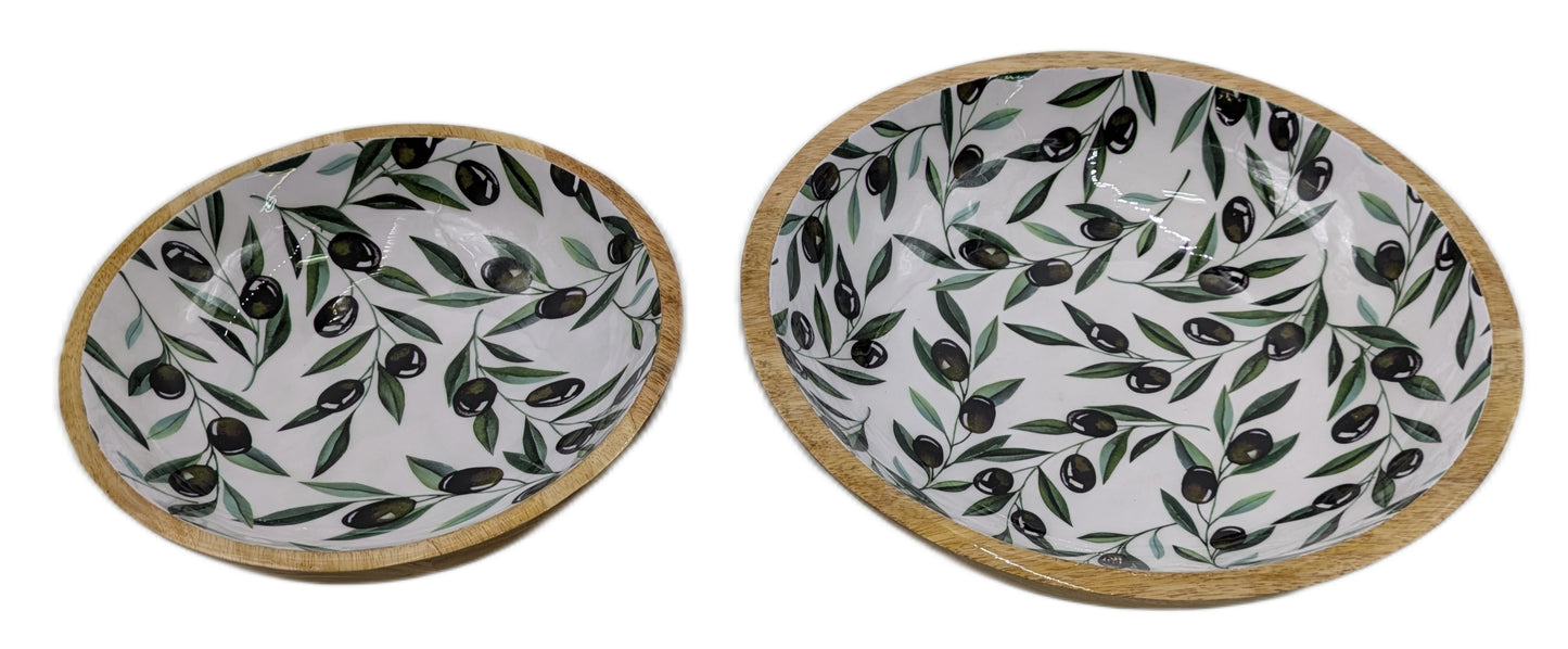 8022-02-0 HOLZSCHALEN RUND MIT MOTIV OLIVE 1-2