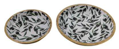 8022-02-0 HOLZSCHALEN RUND MIT MOTIV OLIVE 1-2