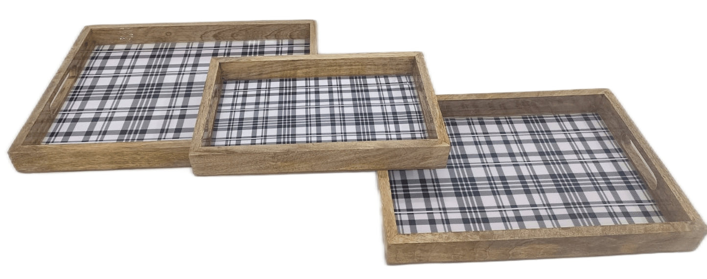 8025-03-0 HOLZSCHALE VIEREKCKIG 1-3 KARO SCHWARZ/WEISS