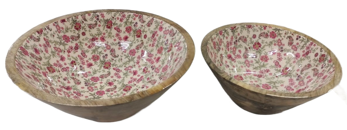 8030-07-0 HOLZSCHALEN RUND MIT MOTIV  1-2 BLUMEN