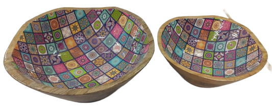 8031-01-0 HOLZSCHALEN RUND GESCHWUNGEN MIT MOTIV  1-2 BUNT