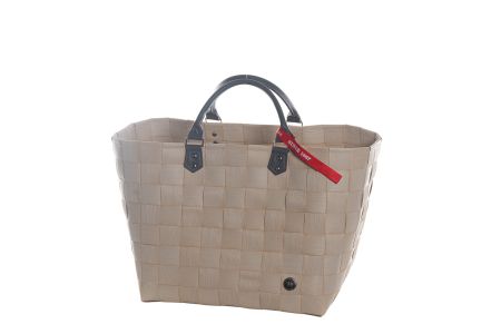 5100-01-0U Shopper taupe Klassiker natur (neue Bänder) kurze PU Leder Griffe