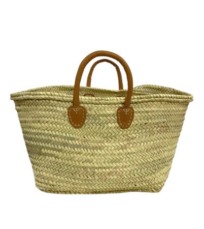 1045-20-0 Strandtasche aus Palmblatt mit Ledergriffen 40 x 28 x 28 cm (ohne Griffe)